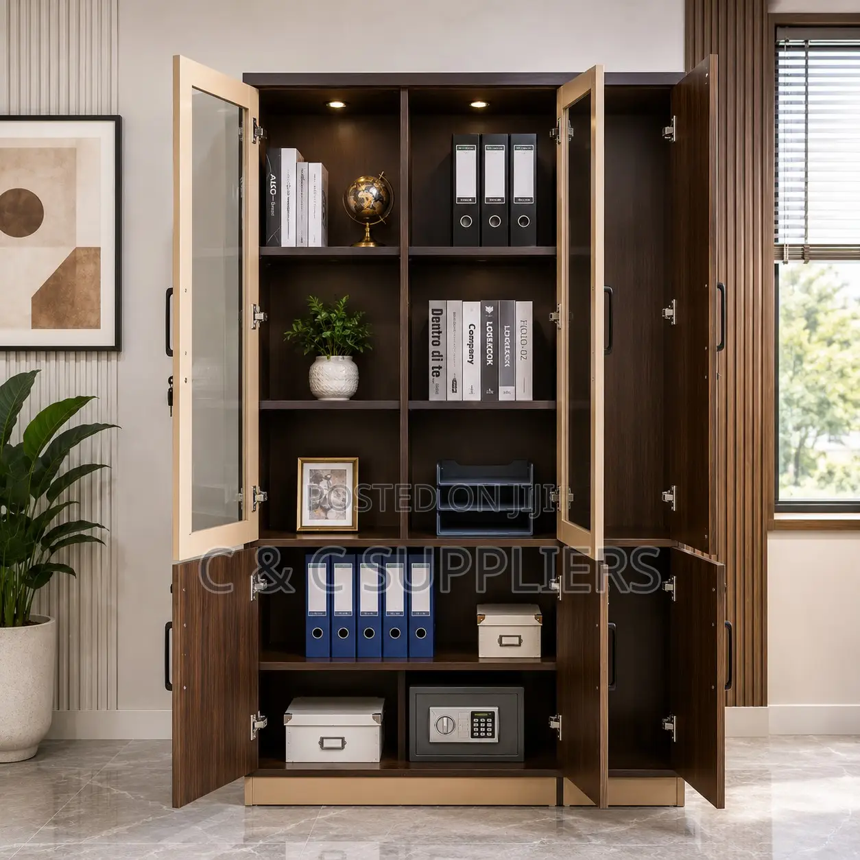 Modern 3-Door Wooden Executive Cabinet.