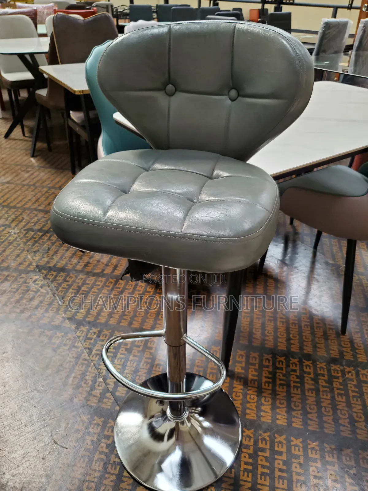 Grey Adjustable Swivel Barstool