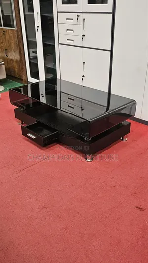 Tempered Glass Coffee Table With Storage Drawer