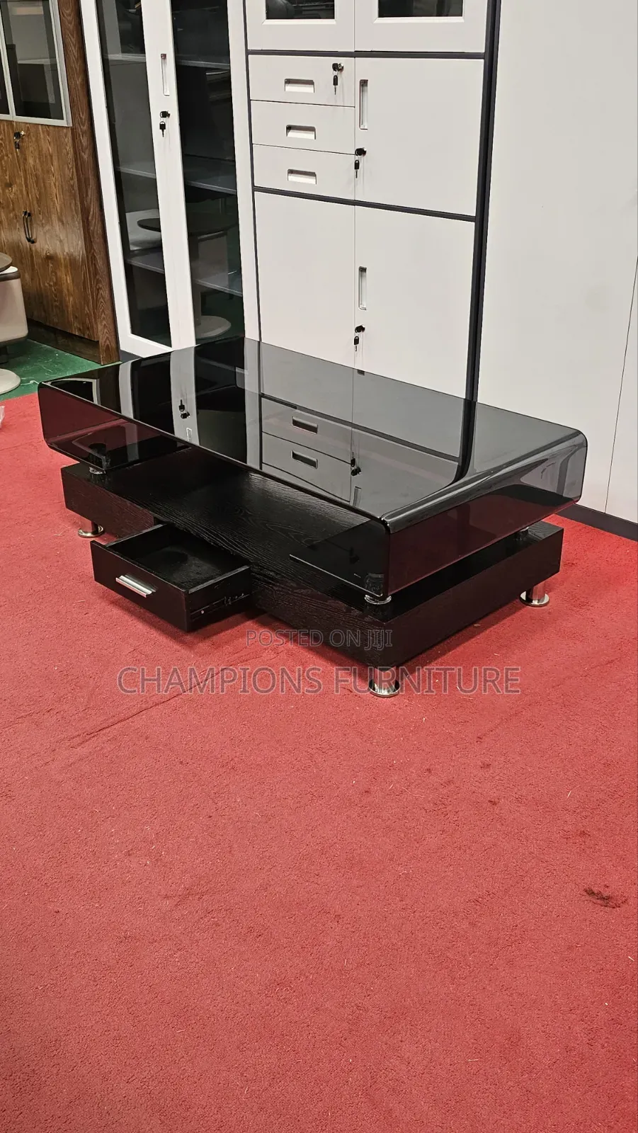 Tempered Glass Coffee Table With Storage Drawer