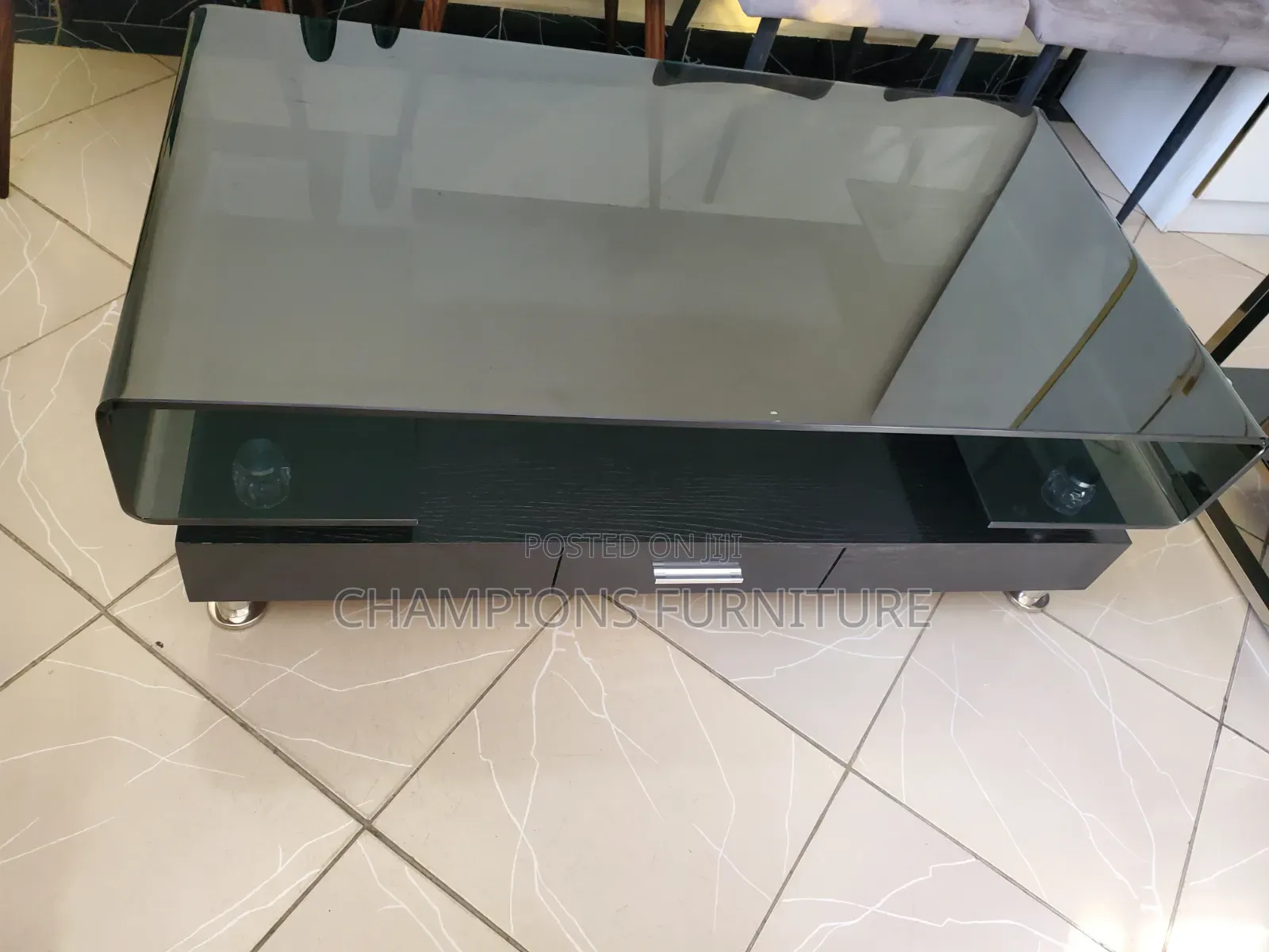 Tempered Glass Coffee Table With Storage Drawer