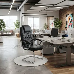 Office Chairs; Sled Based Leather Made Office Visitors Chairs