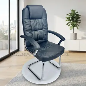 Office Chairs; Sled Based Leather Made Office Visitors Chairs