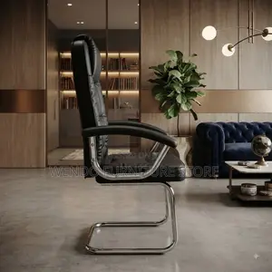 Office Chairs; Sled Based Leather Made Office Visitors Chairs