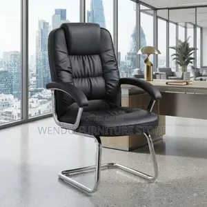 Office Chairs; Sled Based Leather Made Office Visitors Chairs