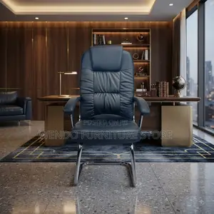 Office Chairs; Sled Based Leather Made Office Visitors Chairs