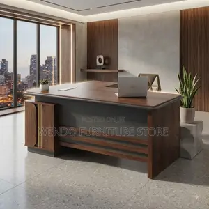 Office Desk; 1600mm Brown Top Executive L Shaped Return Office Desks