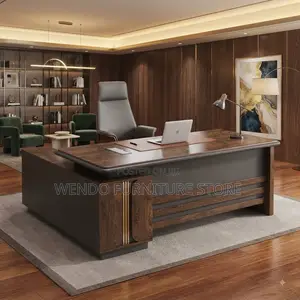 Office Desk; 1600mm Brown Top Executive L Shaped Return Office Desks