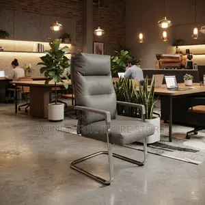 Office Chairs; Gray Leather High Backrest Office Chairs