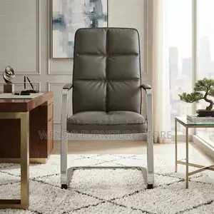 Office Chairs; Gray Leather High Backrest Office Chairs