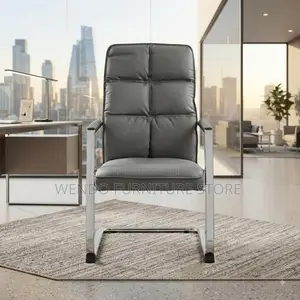 Office Chairs; Gray Leather High Backrest Office Chairs