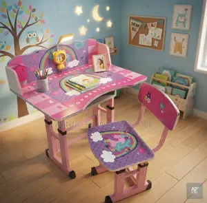 Pink Home Study Desk Chair Set