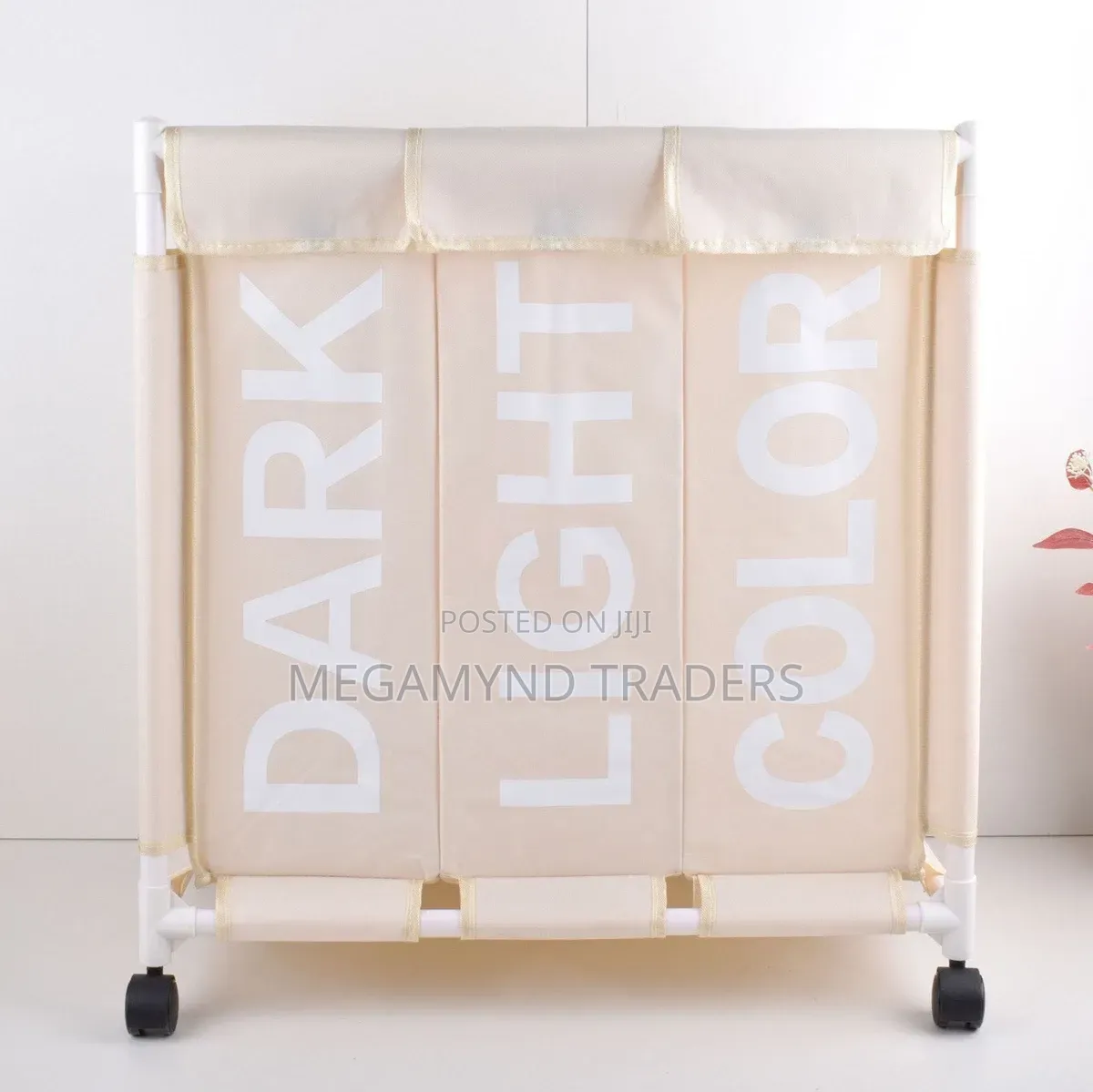 Laundry Basket With Wheel 3 Section / Dirty Clothes Hamper Three Grid