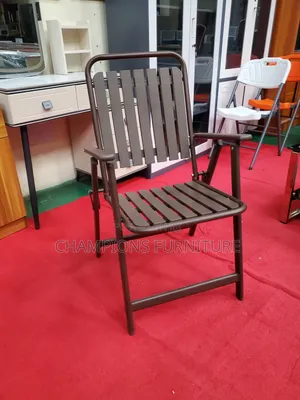 Brown Slatted Outdoor Foldable Chair