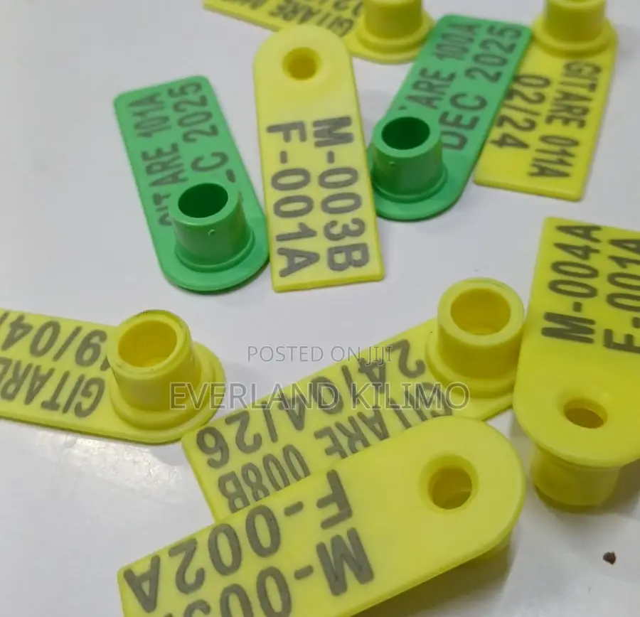 Yellow and Green Slim Tags for Goats and Sheep - Customized