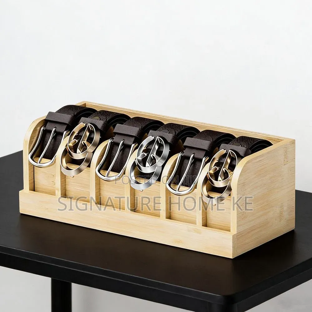 6 Slot Bamboo Belt Organizer