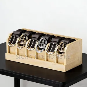 6 Slot Bamboo Belt Organizer