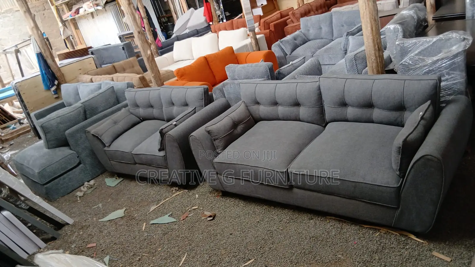 5-Seater Grey Butterfly Sofa Set