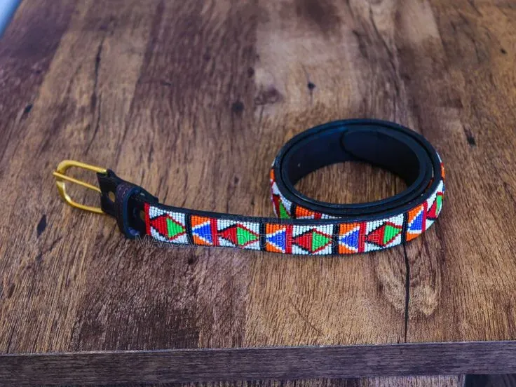 Unisex Maasai Leather Beaded Belts