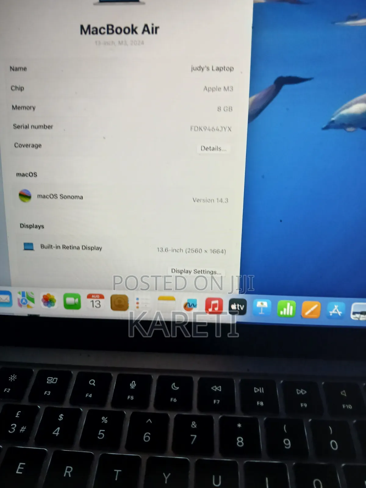 Laptop Apple MacBook Air 2024 M3 8GB Apple M3 eMMC 250GB