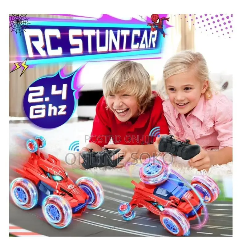 Rechargable 4WD LED Remote Control 360° Spin Stunt Car Toy for Kids