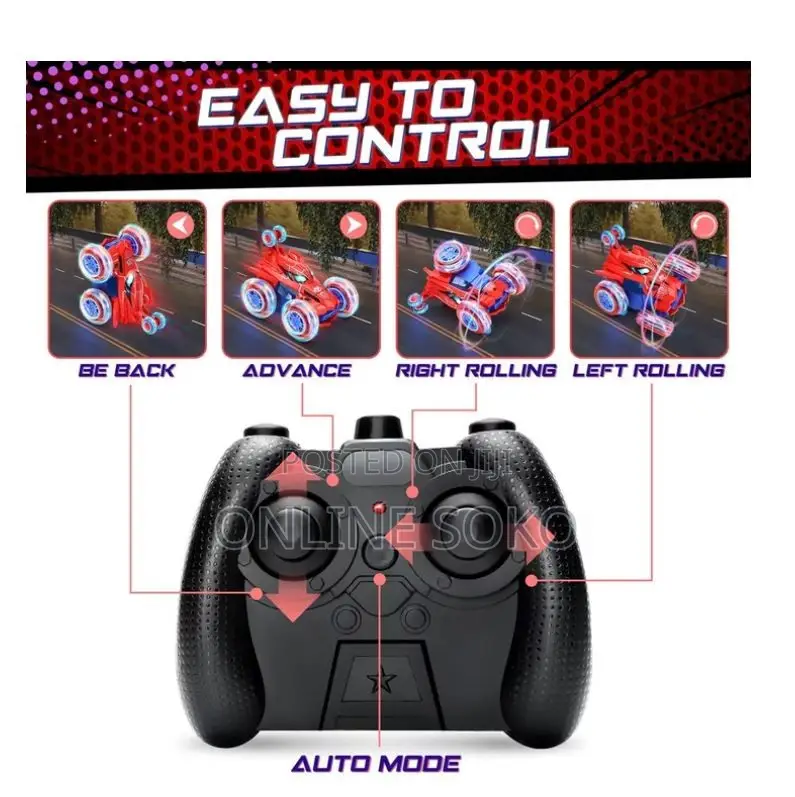 Rechargable 4WD LED Remote Control 360° Spin Stunt Car Toy for Kids