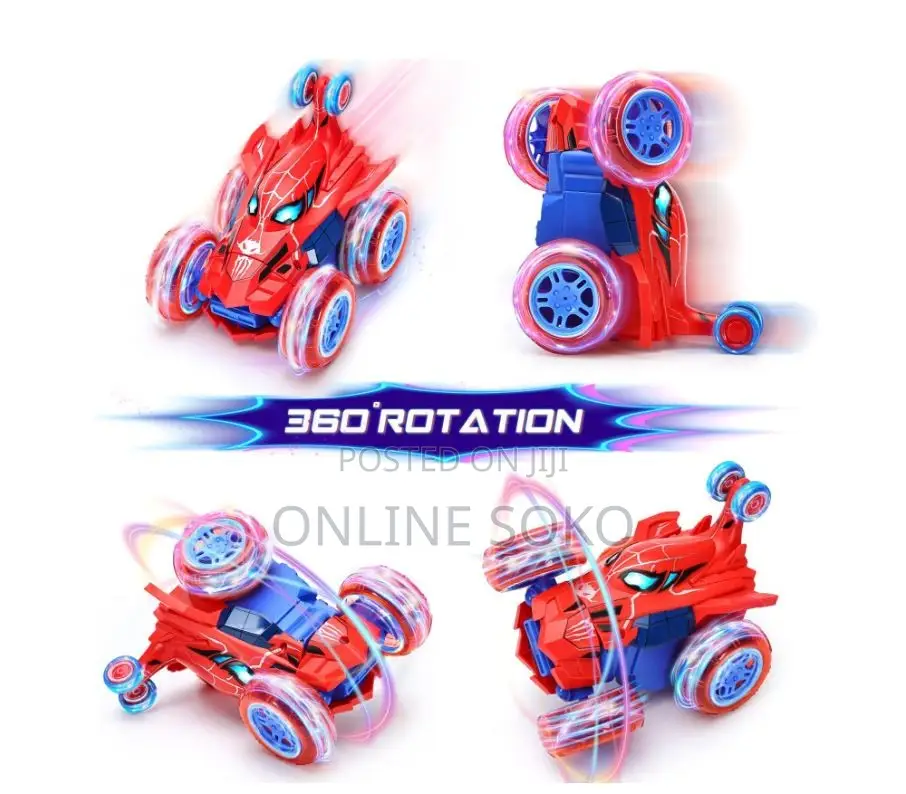 Rechargable 4WD LED Remote Control 360° Spin Stunt Car Toy for Kids