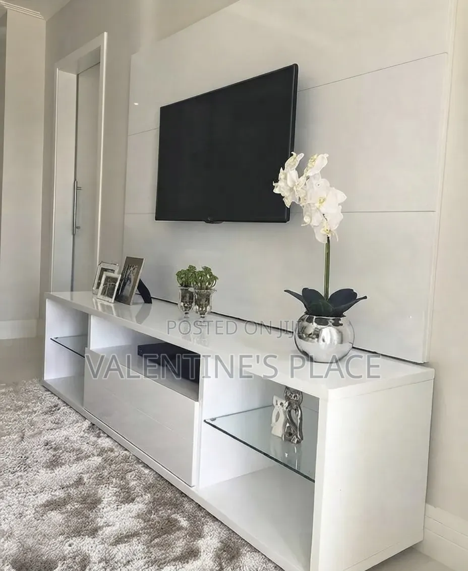 ​Modern White Gloss TV Stand / Media Console – Sleek Stylish Living