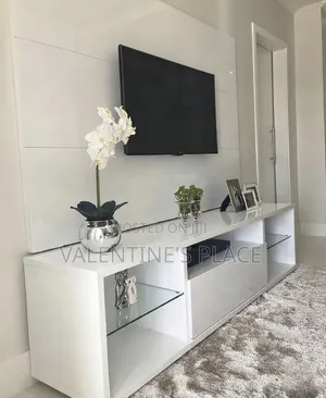 ​Modern White Gloss TV Stand / Media Console – Sleek Stylish Living
