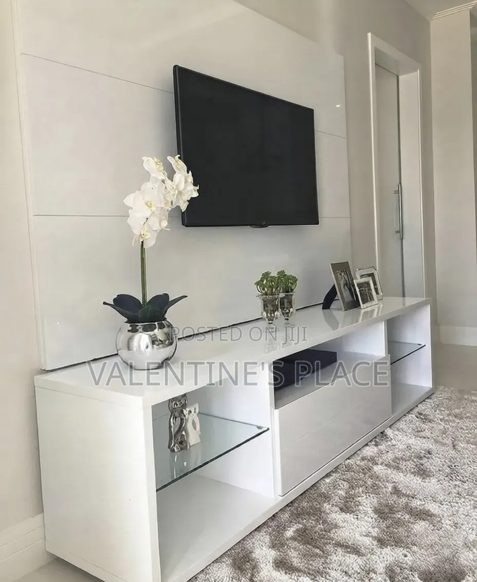 ​Modern White Gloss TV Stand / Media Console – Sleek Stylish Living