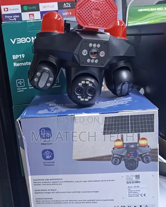 V380 4G Solar Camera 4 Lens With Remote Phone Monitorin