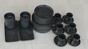 32pcs Matte Stoneware Marble 
Elegant European Porcelain Dinner Set