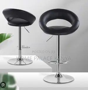 Kitchen Stool;Premium Leather Round Back Chair With Durable Metal Legs