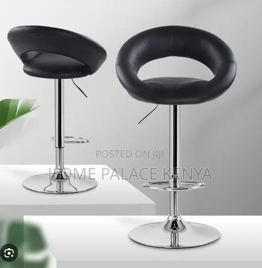 Kitchen Stool;Premium Leather Round Back Chair With Durable Metal Legs