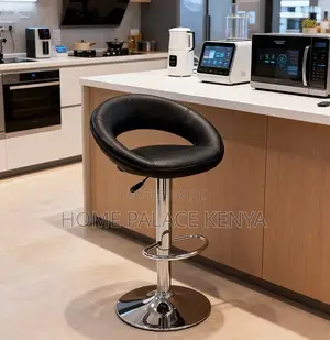 Kitchen Stool;Premium Leather Round Back Chair With Durable Metal Legs