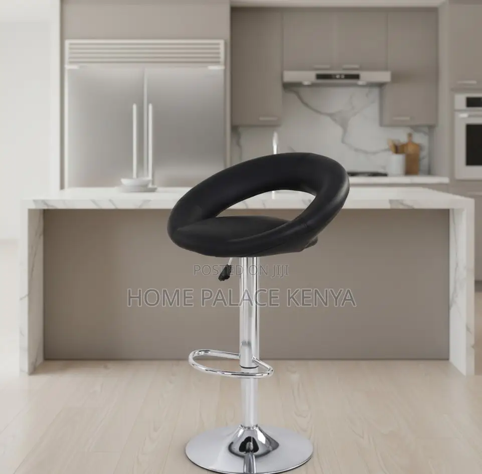 Kitchen Stool;Premium Leather Round Back Chair With Durable Metal Legs