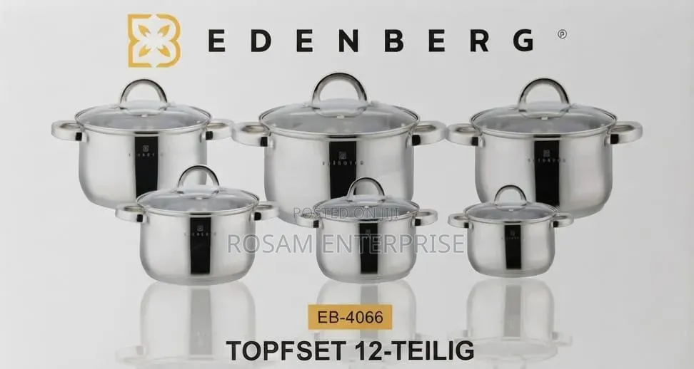 Edenberg 12 PC Stainless Steel Cookware Set Induction Enabled