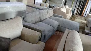 6-Seater Grey L-Shaped Sofa High Density Cushion