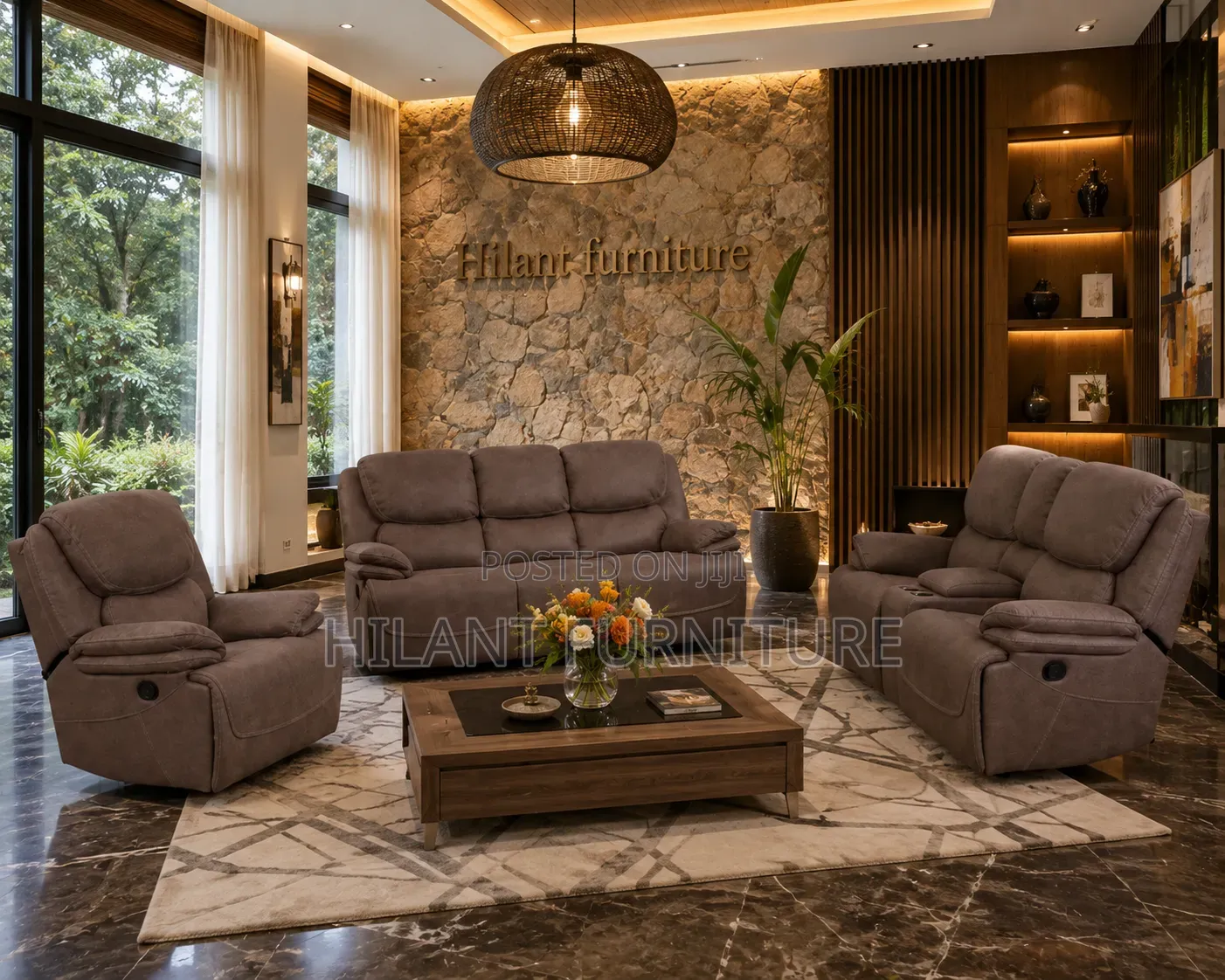 Luxury 6-Seater Fabric Recliner Sofa Set – 3+2+1