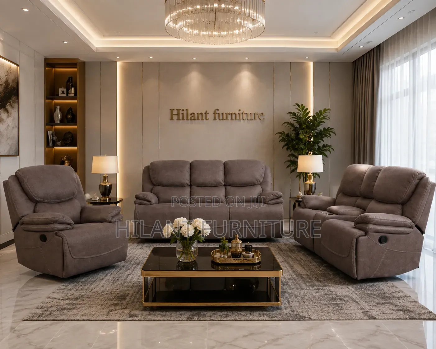 Luxury 6-Seater Fabric Recliner Sofa Set – 3+2+1