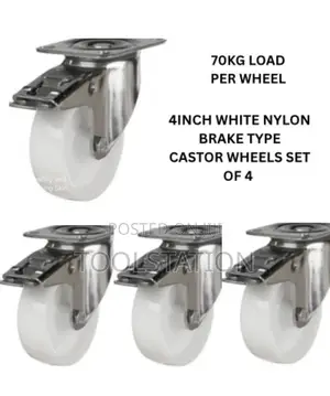 Castor Wheels 4 Inch Set of 4 With Brake 70 Kg Load Per Wheel H/D