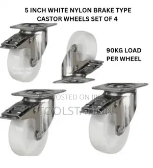 Castor Wheels 5 Inch Set of 4 With Brake 90 Kg Load Per Wheel H/D
