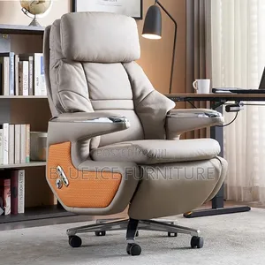 Ergonomic Leather Swivel Chair With Footrest Headrest