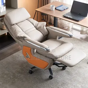 Ergonomic Leather Swivel Chair With Footrest Headrest