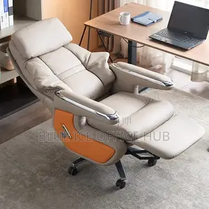 Ergonomic Leather Swivel Chair With Footrest Headrest