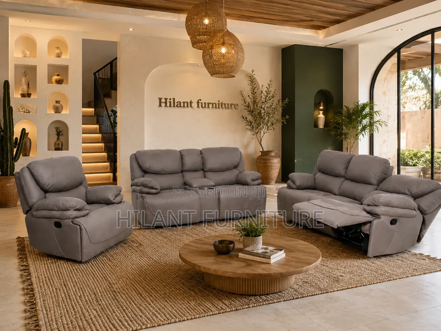 Luxury 3+2+1 Fabric Recliner Sofa.