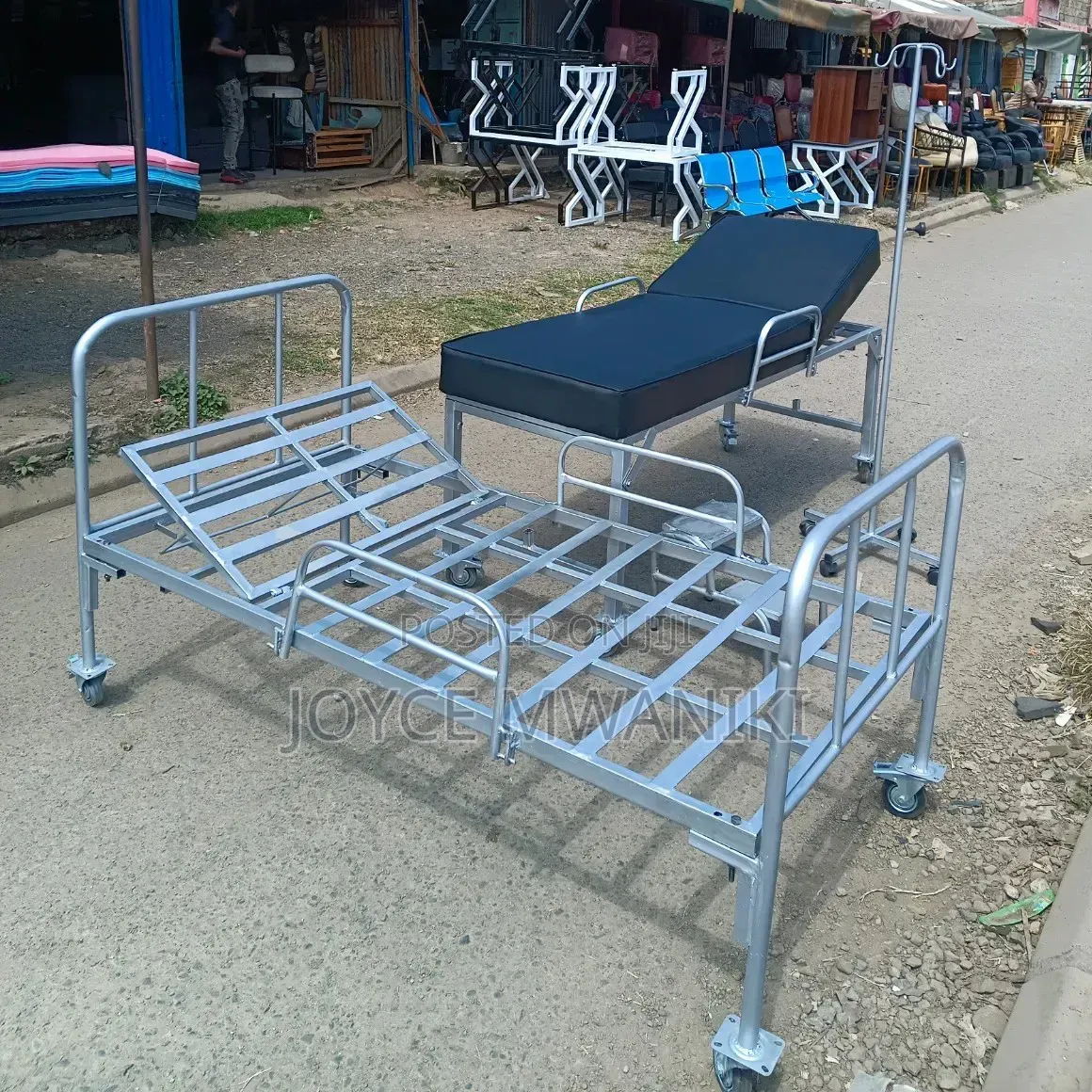 Examination Bed, Ward Bed, Drip Stand and a Drip Stand 