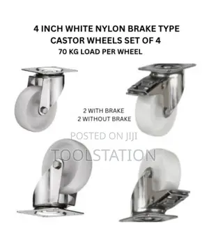 Castor Wheels 4 Inch 2 With Brake 2 Without 70kg Load Per Wheel H/D
