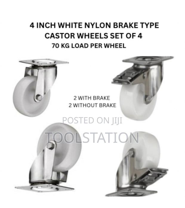 Castor Wheels 4 Inch 2 With Brake 2 Without 70kg Load Per Wheel H/D