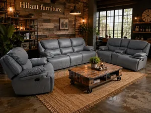 Plush Fabric 6-Seater Recliner Sofa.